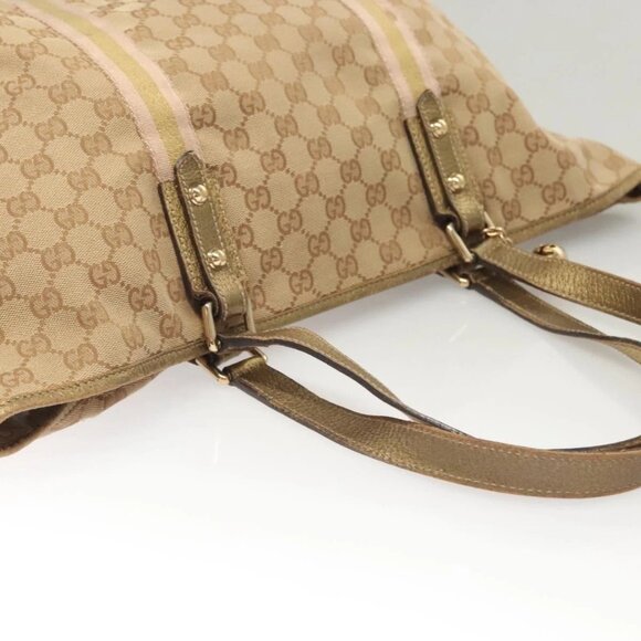 GUCCI GG Canvas Sherry Line Hand Bag Beige Gold 139260 Auth mr1366 - Picture 7 of 16